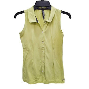 Lija Women's Light Lime Green Soft Button Front‎ Sleeveless Golf Tank Size XS